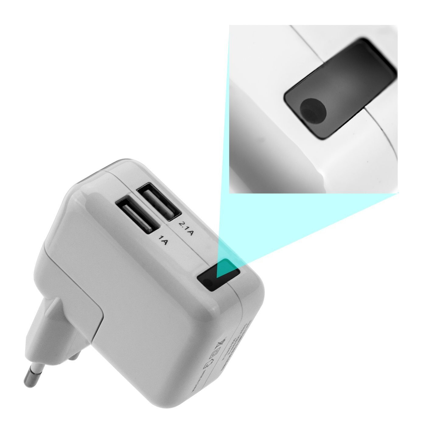 Incarcator dublu pentru telefon cu camera spion