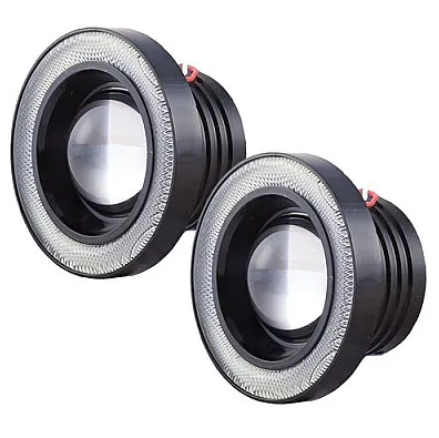 Set 2 Proiectoare 76 mm Angel Eyes cu LED DRL Lumina Alba