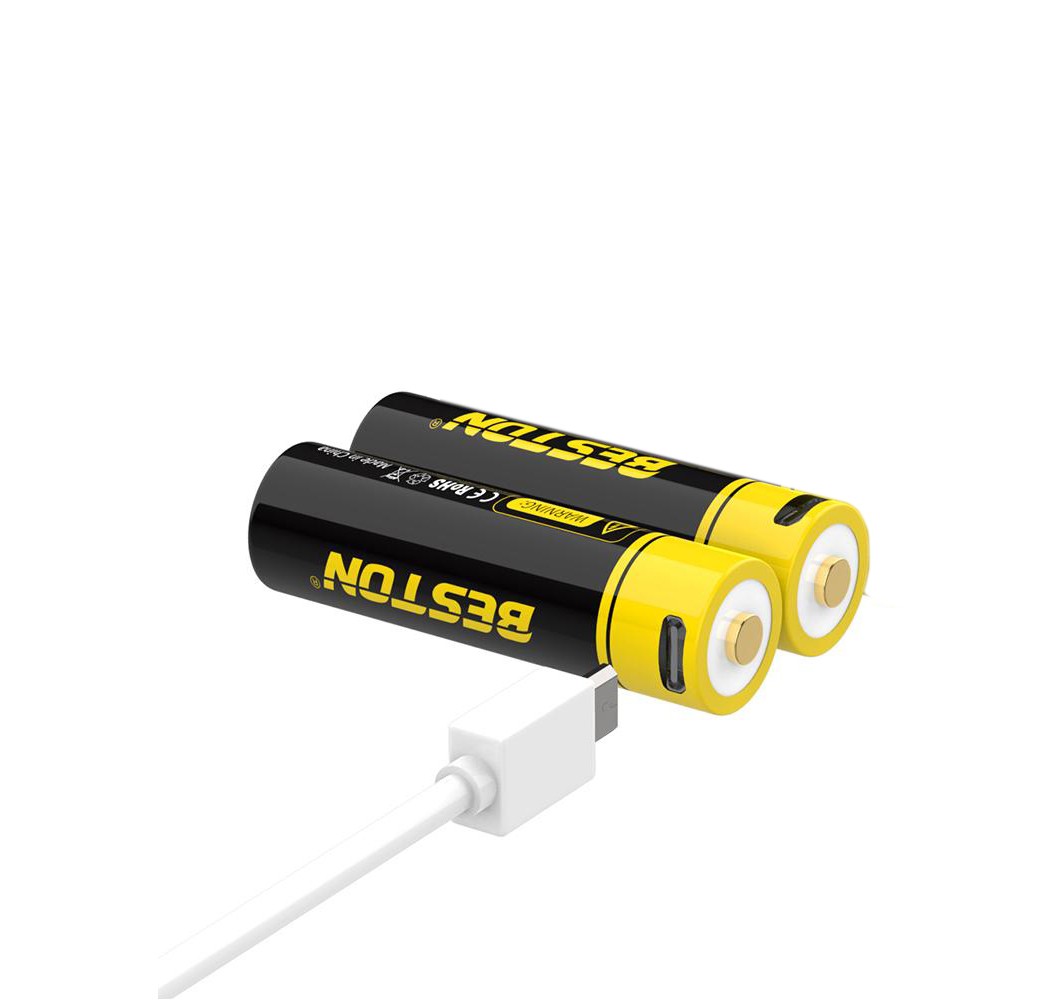 Set 2 Baterii tip AA cu incarcare Micro USB, cablu incarcare inclus