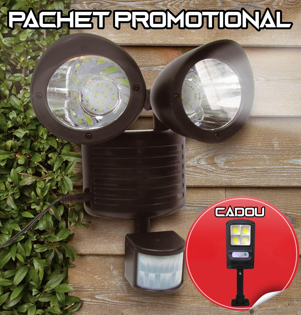 Pachet promotional pentru iluminare, Lampa solara dubla si proiector solar