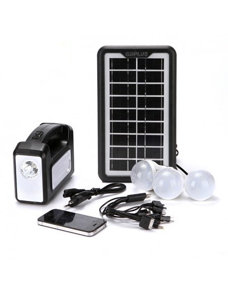 Kit de incarcare solara, 3 becuri LED, Functie Power Bank ,GD7