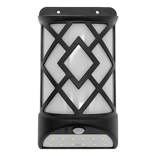 Set 2 Lampi LED Solare Pentru Perete, 2 in 1, Efect De Flacara, Senzor de miscare