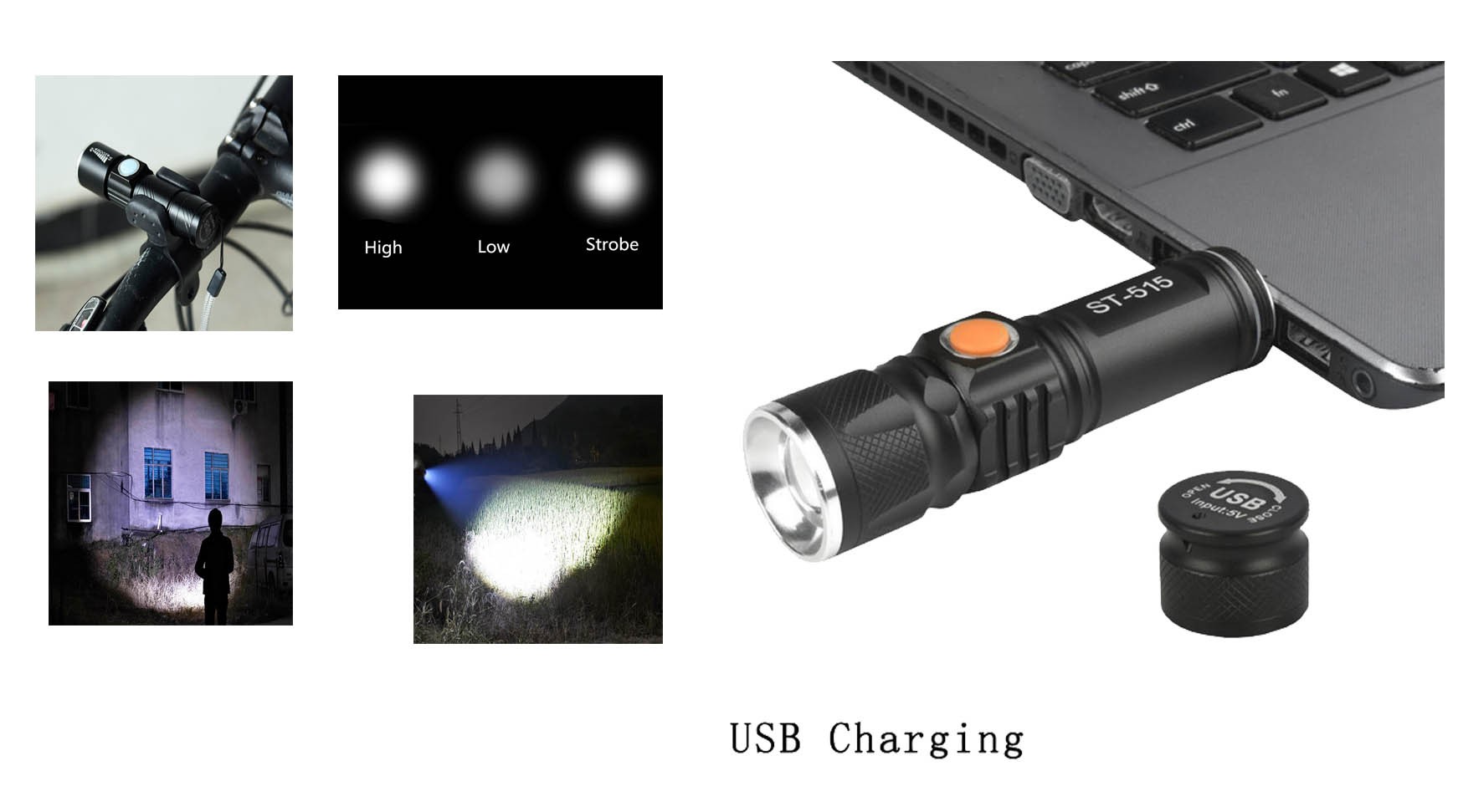 Lanterna cu zoom si acumulator incarcare USB