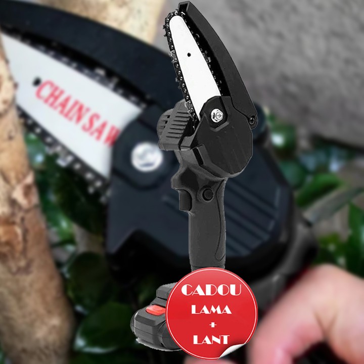 Mini fierastrau electric cu acumulator, lama si lant