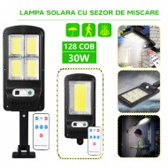 Lampa Solara cu LED, 30W, 128 COB, telecomanda inclusa