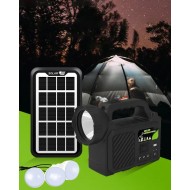 Kit de incarcare si iluminare solara, 5200mAH, 3 Becuri LED incluse