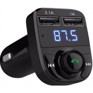 Modulator Fm auto Xd8 cu functie Bluetooth Mod Bt cu doua porturi Usb microSd Negru
