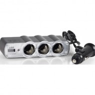 Bricheta auto priza tripla cu USB