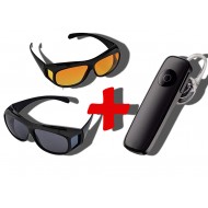 Pachet Special Ochelari pentru condus zi si noapte HD Vision + Casca Bluetooth
