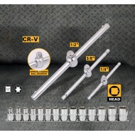 Set 17 piese chei tubulare torx cu sina si antrenor culisant