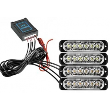 Kit 4 lumini stroboscop 7 functii 12V Galben