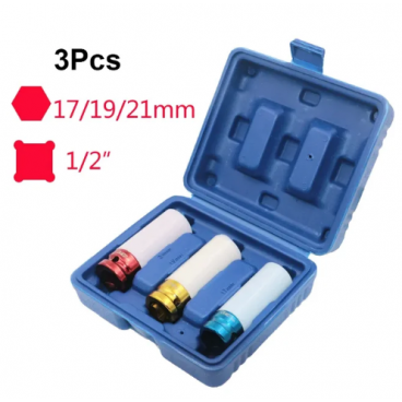 Set 3 chei tubulare impact, profil hexagonal, 17, 19, 21 mm, crom molibden