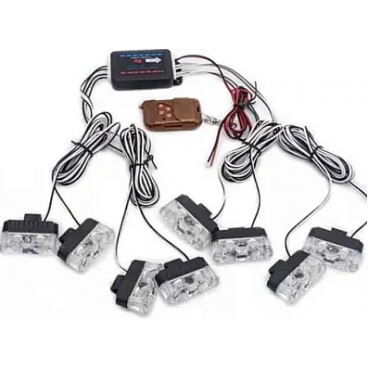 Kit 8 lumini stroboscop 7 functii 12V Galben