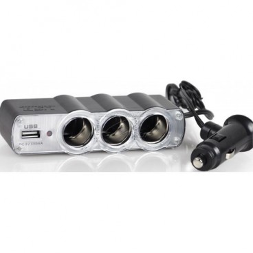 Bricheta auto priza tripla cu USB