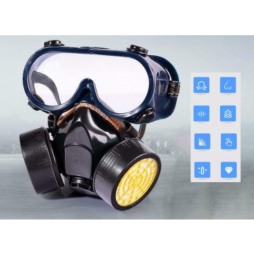 Set ochelari si masca de protectie cu 2 filtre de carbon activ, pentru protectie vapori, vopsea sau praf