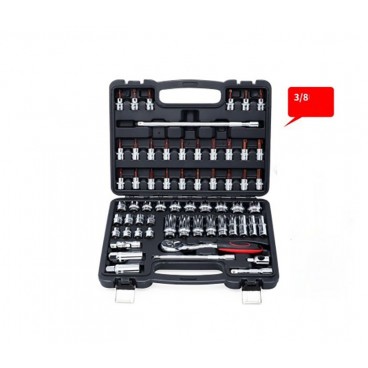 Set chei tubulare 3/8 cu adaptori si clichet 61 piese