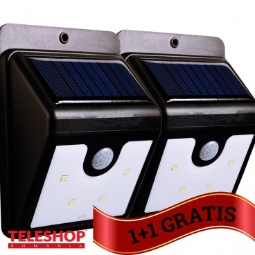 Set lampa LED cu incarcare solara si senzor de miscare