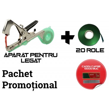 Pachet promotional dispozitiv pentru legat plante si vita de vie + 20 de role + 10.000 capse CADOU