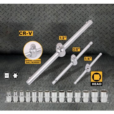 Set 17 piese chei tubulare torx cu sina si antrenor culisant