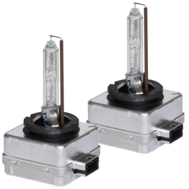 Set 2 becuri Xenon D1S White auto pentru far, suport metalic, 35W, 6000K