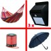 Oferta Speciala ! Pachet complet de Sezon, Hamac, 3 Lampi cu panou solar, Mini Boxa Portabila + Umbrela Cadou